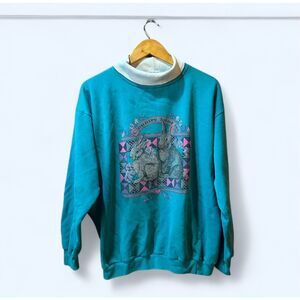 Cotton Grove Vintage Grandma Teal Large Pullover Sweatshirt